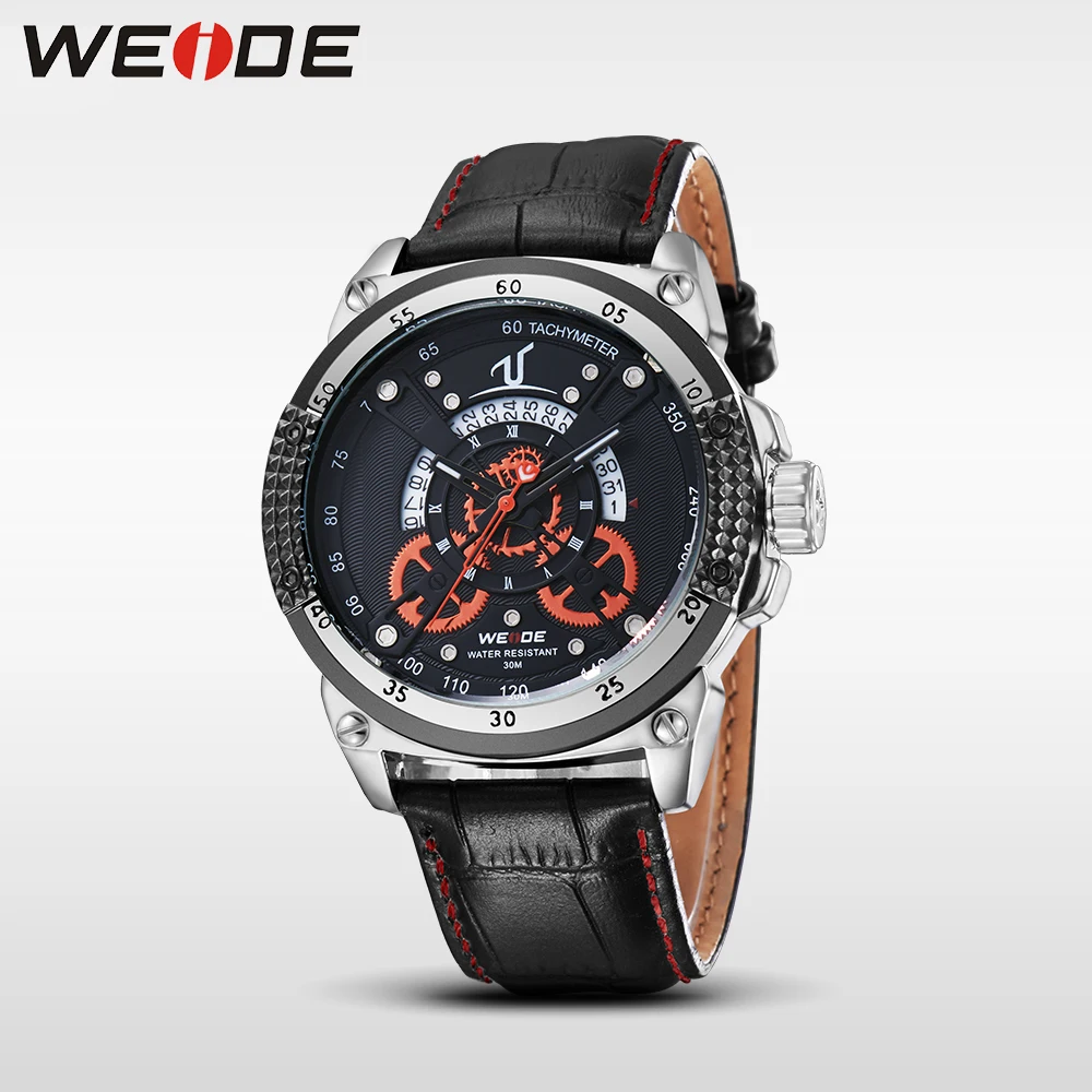 Бренд класса люкс WEIDE кожаные кварцевые спортивные наручные часы повседневные