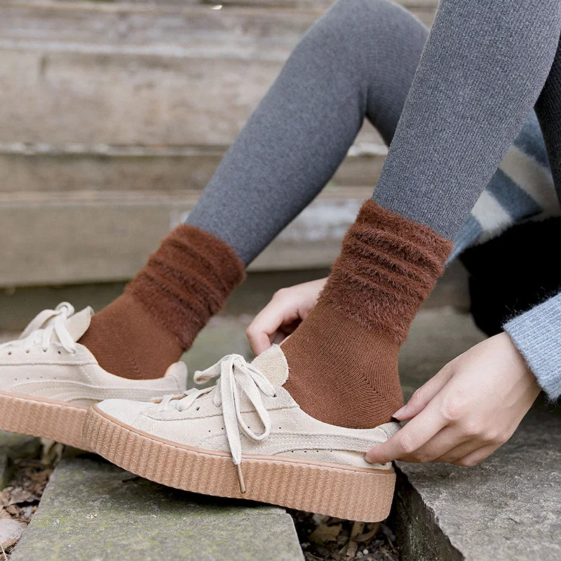 

Jeseca 2019 New Women Socks Autumn Winter Thicken Warmer Sox Solid Cotton Soft Harajuku Streetwear Christmas Sock for Girls Gift