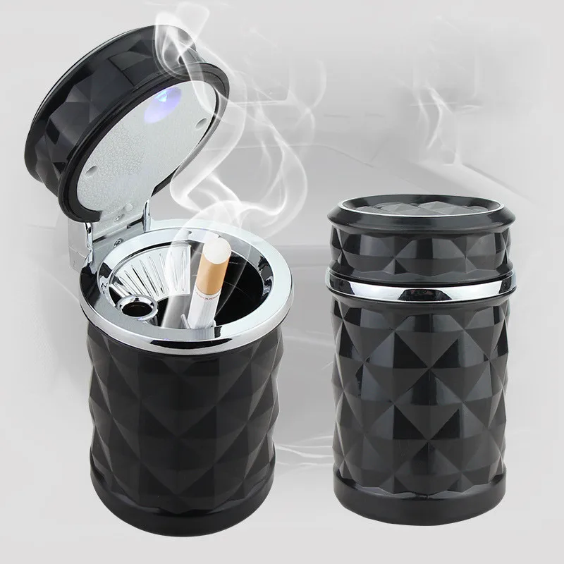 

1pc Car Styling Mini Luminous Ashtray with LED Lights Universal Garbage Can Cylinder Holder Trash Container for Car