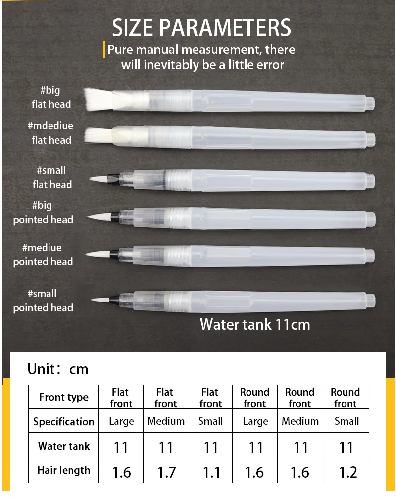 6 шт./компл. S/M/L многоразовая кисть для краски вода чернильная ручка цвет воды Мягкая головка каллиграфия Рисование краска ing ручка с картинками