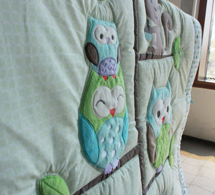 7 шт. детские постельные принадлежности для кроватки дизайн с милой совой для девочек, белье для детской кроватки младенческой детские подушки