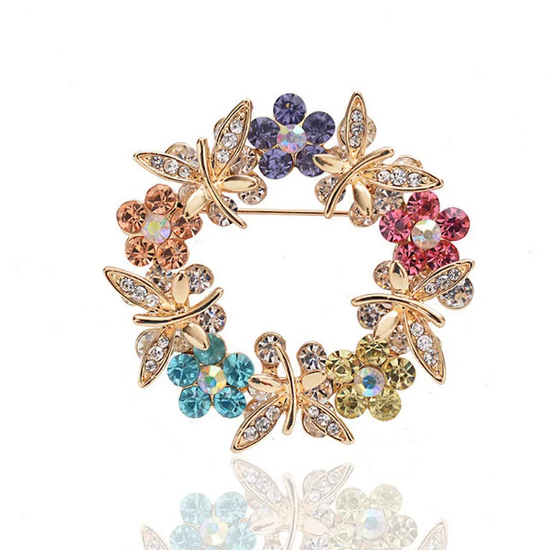 UALGL Fashion Wedding Brooch Lapel Pin Jewelry Round Shape Crystal