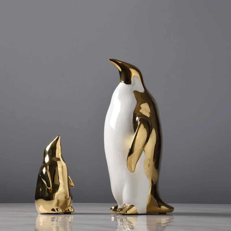 Скандинавский стиль Золотой керамики Пингвин ремесла украшения творческий салон рабочего стола дома спальня украшения статуя животного подарки