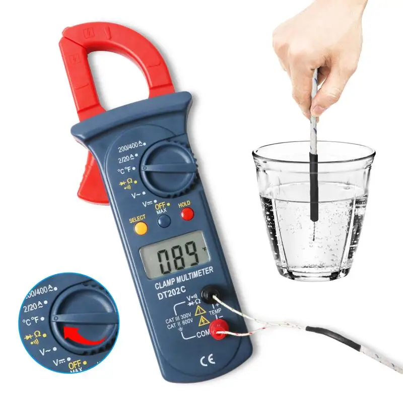 DT202C Digital Clamp Ampere Meter Automatic Measurement Temperature