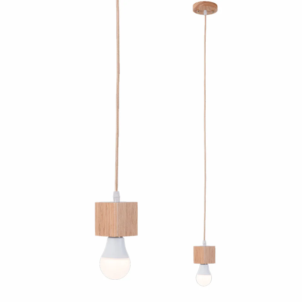 

Wooden Square Led Lamp Base E27 Lamp Holder Vintage Retro Pendant Bulb Light Screw E27 Socket