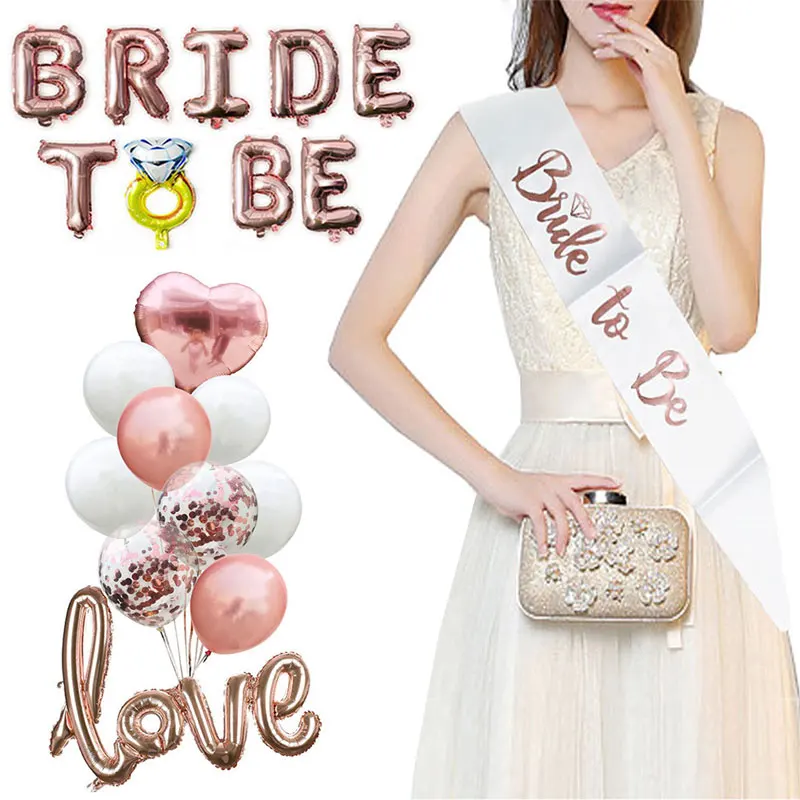 

Rose Gold Bride To Be Letter Balloon Bride Veil Headband Mr Mrs Wedding Decoration Bridal Shower Hen Bachelorette Party Supplies