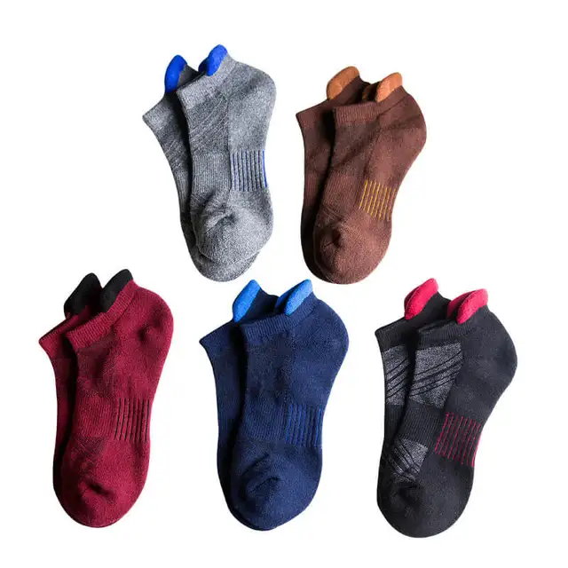Best Offers 5 Pairs Men's Sport Socks Low Cut Ankle Socks Cotton Breathable Sport Towl Bottom Socks Cycling Bowling Camping Hiking Sock