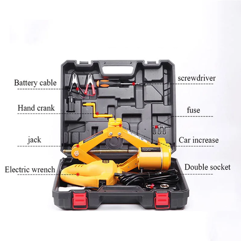 12 В DC Электрический гайковерт силовой гидравлический автомобильный домкрат 2 тонны надувной портативный подъемник Электрический быстрый ремонт шин набор инструментов Электроинструмент набор