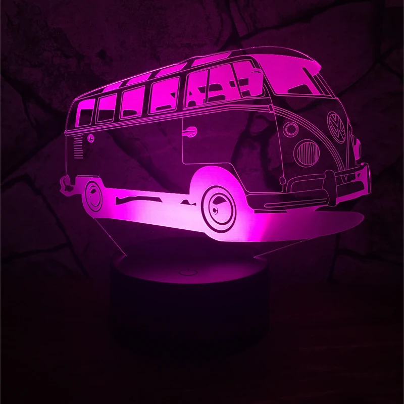 3D Lamparas няня автомобиль автобус 7 цветов Изменение градиент RGB ночник Иллюзия