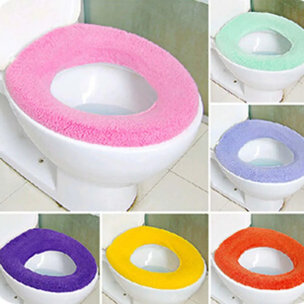 1 PC Candy Color Toilet Cover Seat Lid Pad Soft Warmer Bathroom