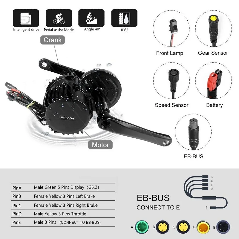 E-Bike Mid Drive Crank Motor 48 в 1000 Вт 68 мм BBSHD BBS03 электрическое преобразование велосипедов Комплект C965 500C 850C P850C DPC18 велосипед дисплей