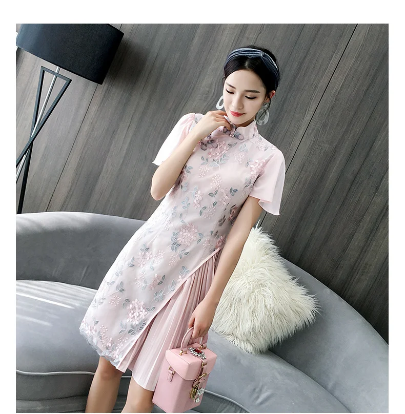 Новое поступление; розовое платье Ципао для девочек в китайском стиле