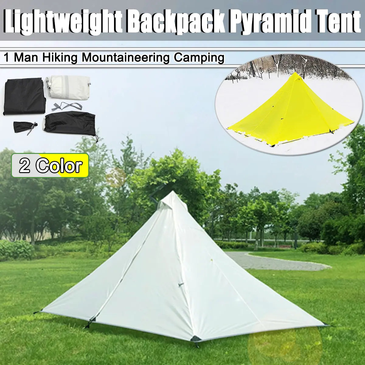 

Outdoor Portable Waterproof Backpacking Tent for 1 Person Hiking Camping Fishing Ultralight Camping Tent 210T Top Polyester