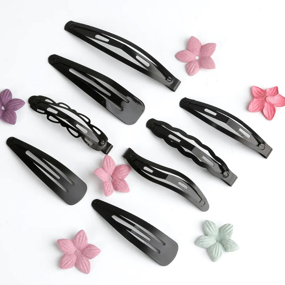 12pcs Pack New Cute Simple Black Hair Clips Multi Style Girls Hairpins