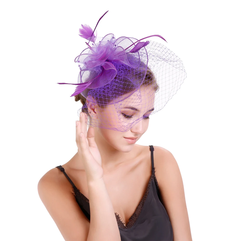 

Women Cocktail Chic Fascinator Hair Clip Hat Church Headpiece Wedding Fashion Headwear Lady Party Formal Hair Accessories