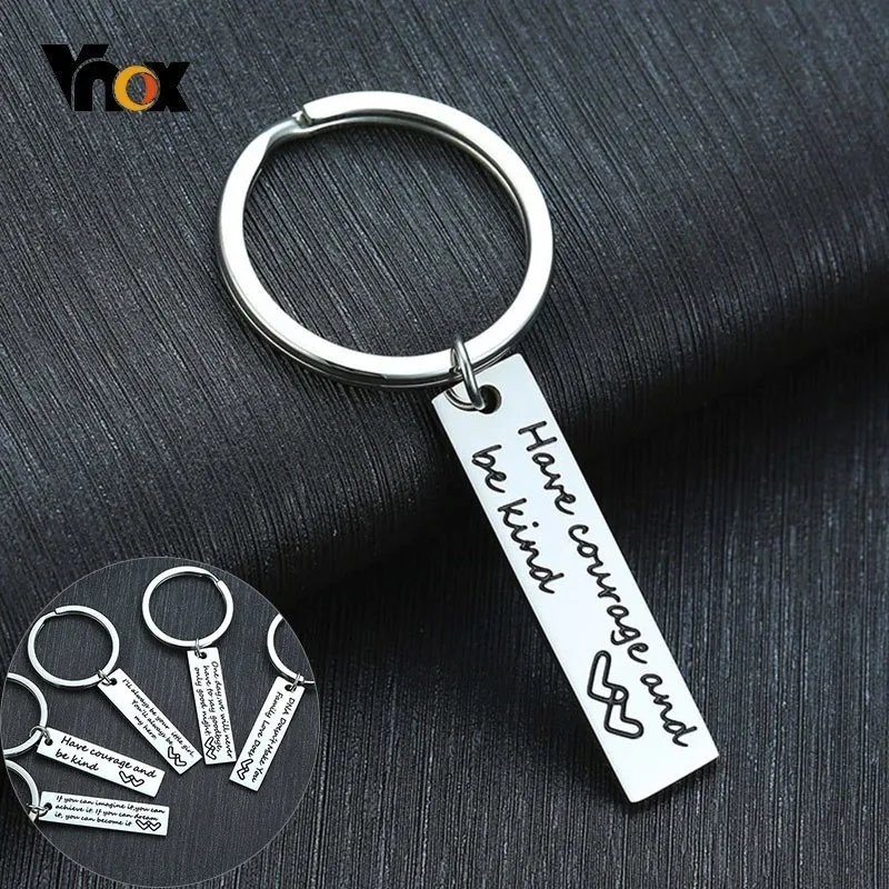 

Vnox Simple Vertical Bar Key Chain for Men Women Glossy Stainless Steel Key Ring Personalize Accesory