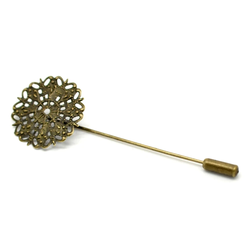 20Pcs Bronze Tone Hollow Flower Brooches Broche Support de Broche Back