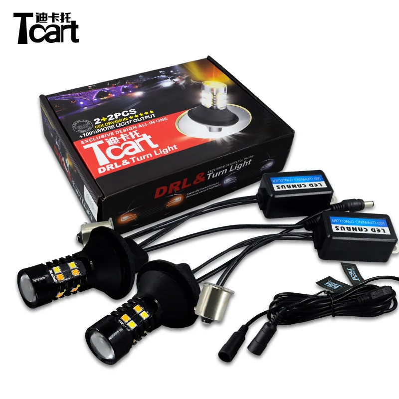 Tcart DRL+ указатель поворота для Honda CR-V CRV 2007-2009 led DRL Дневной ходовой светильник и Передние поворотники все в одном T20 7440 светильник s