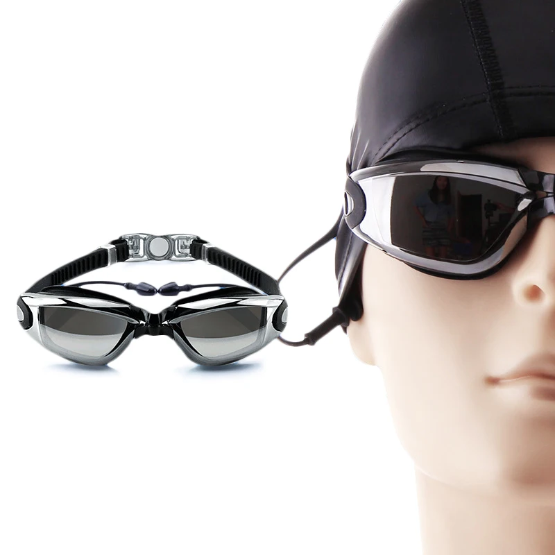 Adjustable Anti Fog Swimming Goggles Glasses Earbuds Nose Clip Adult Kids UK 