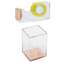 Золотистый акриловый Настольный набор ассортимент держатель ручки+ золотой и акриловый шикарный Настольный комплект