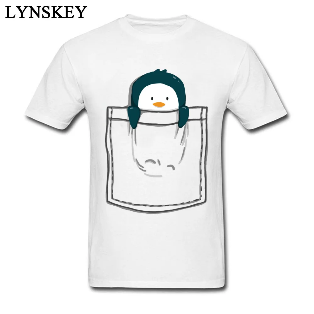 Faddish Male T-shirts O Neck Summer/Fall Short Sleeve Cotton Fabric Tops Tees Pocket Penguin Simple Style Sweatshirts Pocket Penguin white