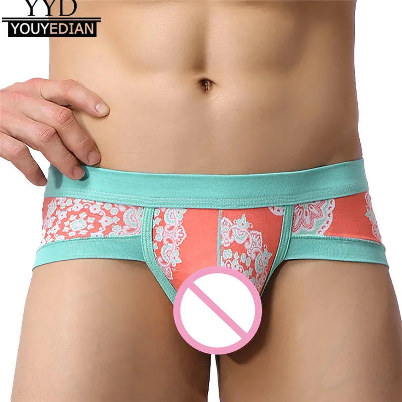

Mens Elastic Underwear Men Boxer Shorts Bulge Pouch Soft Underpants Floral Prints Sexy Comfortable Cotton Man Panties #