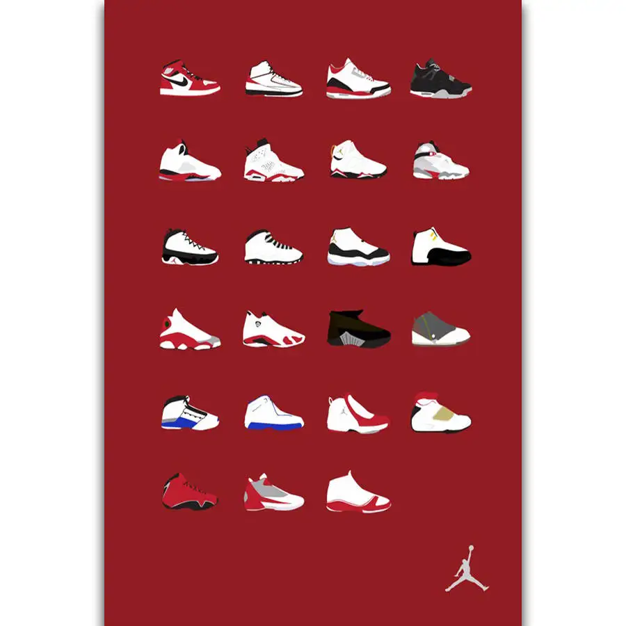 S2672 Michael Jordan Shoes Sneaker Fashion History Wall Art Painting