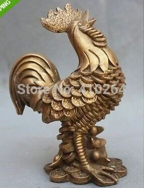 

Chinese Folk Fengshui Bronze 12 Zodiac Year Rooster Cock Wealth Statue