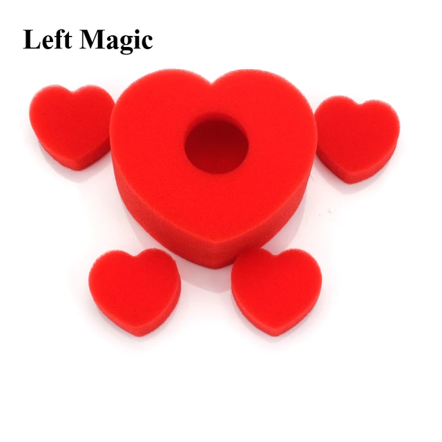 5pcs Heart Sponge Set Magic Prop Red Sponge Balls Classical Comedy Trick  Prop