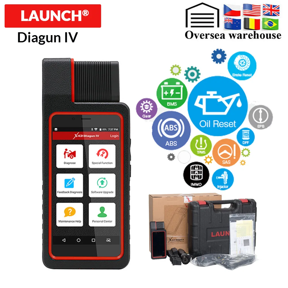 

LAUNCH X431 Diagun IV CAR Diagnotic Tool with FULL System Full Adapters Free Software&2 years Free Update OBD II Code Scanner