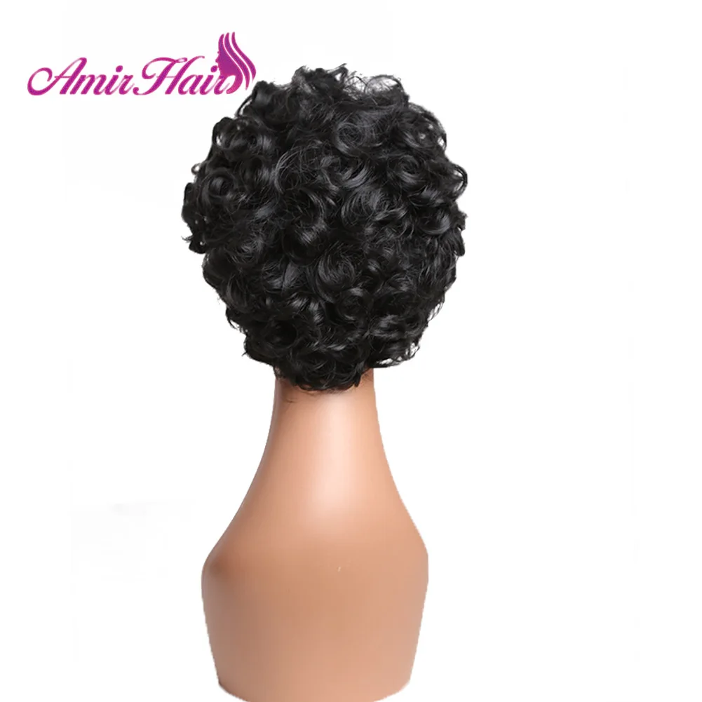 Amir кудрявые вьющиеся синтетические парики черные короткие длины высокой плотности термостойкие волокна афро полный парик для американских африканских женщин