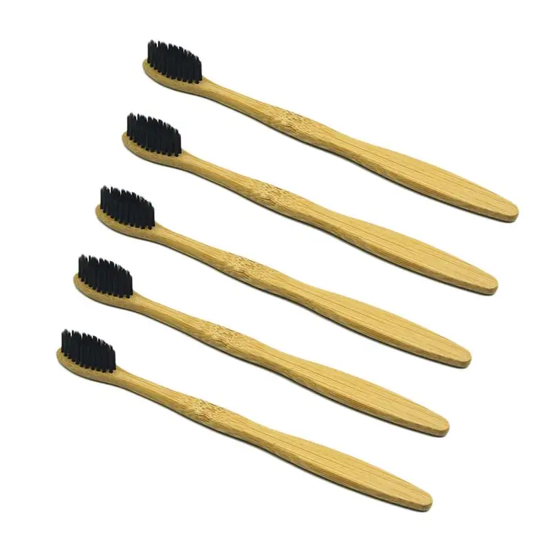 5pcs Bamboo Handle Toothbrush Natural Wooden ECO Friendly Toothbrush
