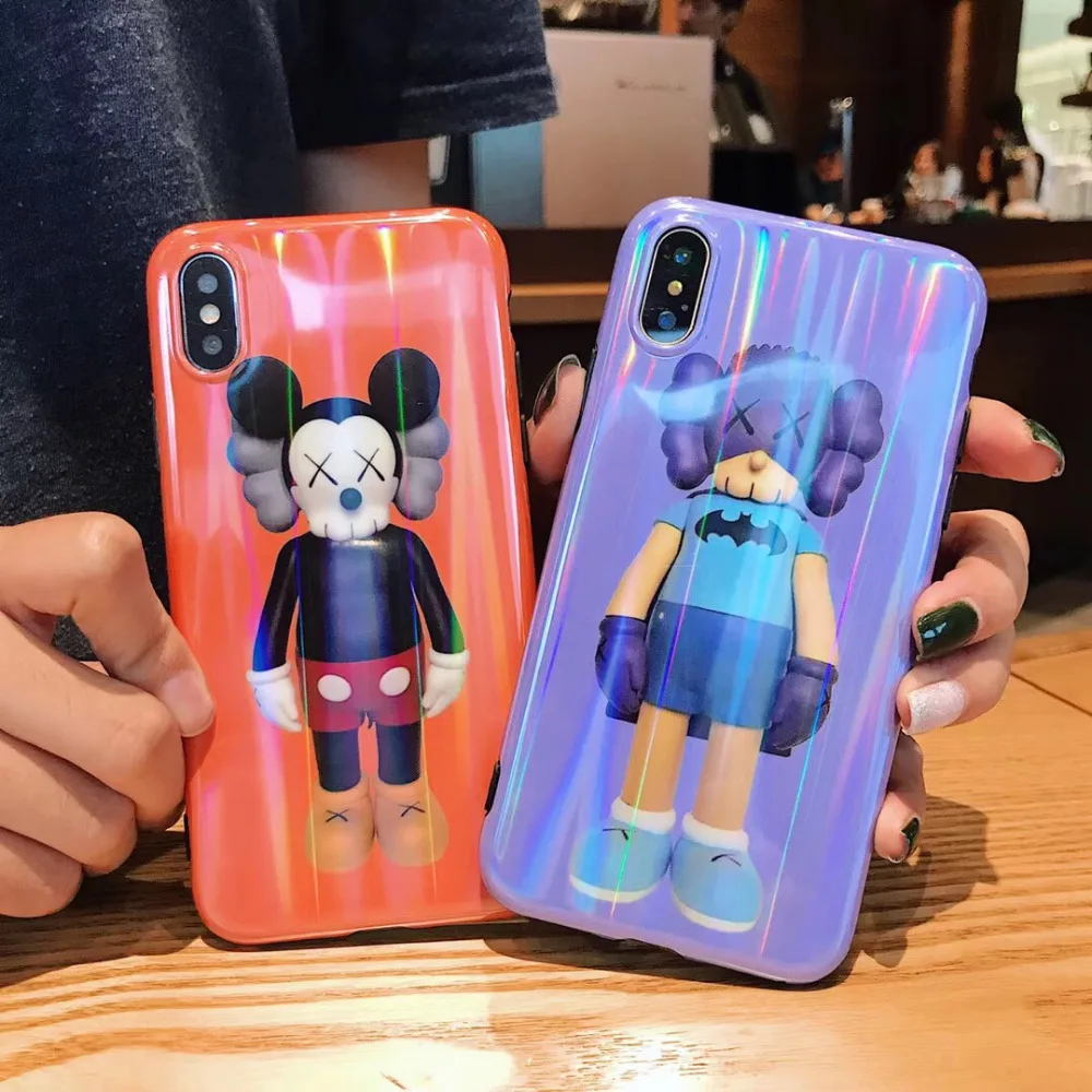 

maosenguoji Aurora laser cute cartoon XX kaws funny Mobile Phone Case for iphone 6 6s 6plus 7 8 plus X XR XS MAX fashion case