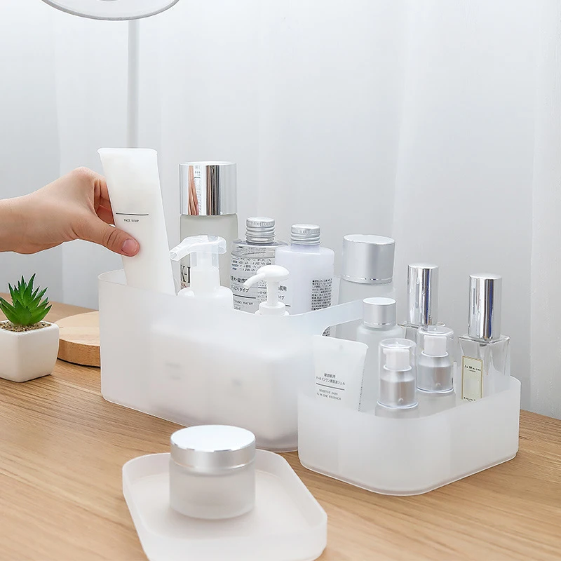 

Plastic Large Capacity Makeup Organizer Skin Care Cosmetic Bathroom Boxes Beauty Jewelry Container Case Box Accessories Supplies