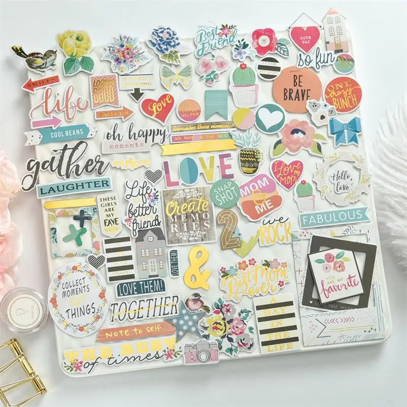 

ZFPARTY Love Life Cardstock Die Cuts for Scrapbooking Happy Planner/Card Making/Journaling Project