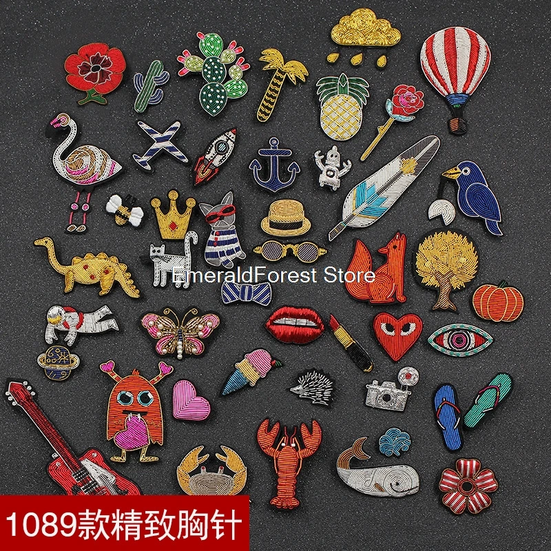 

Indian silk hand-embroidered brooch men and women accessories high-end cartoon pin decoration creative wild badge