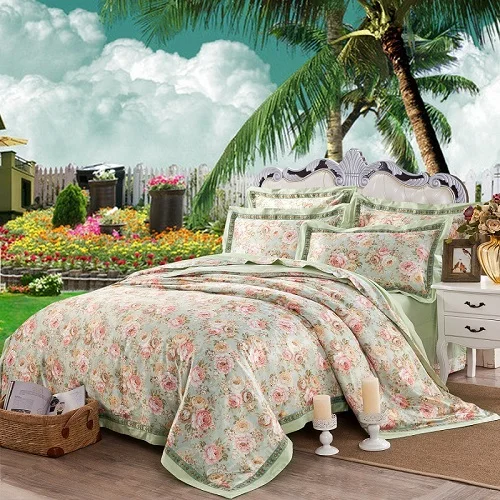Cotton Jacquard Floral Printed Bedding Set 4 Pcs Luxury Bedding Store