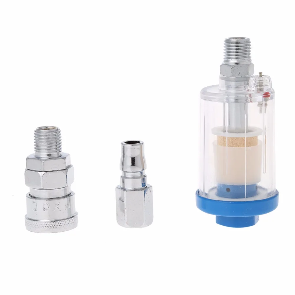 

1/4" NPT Air Oil Water Separator Filter Trap Compressor Spray Paint Gun Tool With 2 x Connectors #1AA2000031#