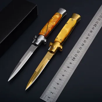 

Tactical Godfather Survival Pocket Knife Folding Blade Stainless Steel Metal Handle with Acrylic Party Gift for Man EDC Tools