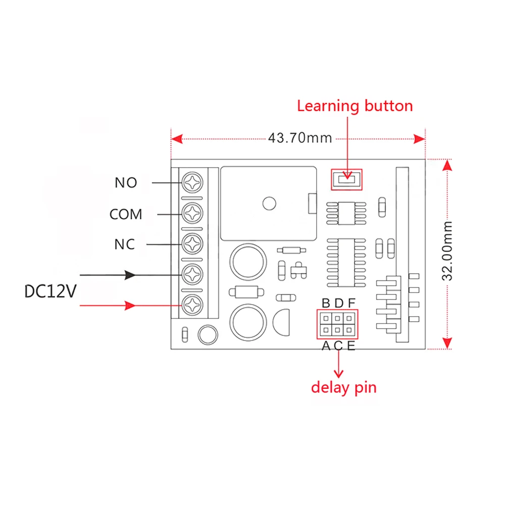 DC 12V 1CH 5A беспроводной пульт дистанционного управления релейный приемник и радиочастотный передатчик с задержкой времени 3s 5s 10s 15s функция