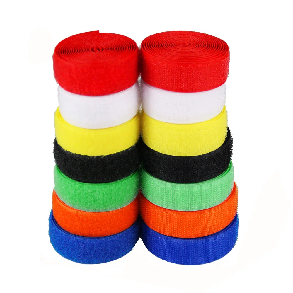 20mm 2Meters Pair Colorful Adhesive Hook and Loop Fastener Tape sew on