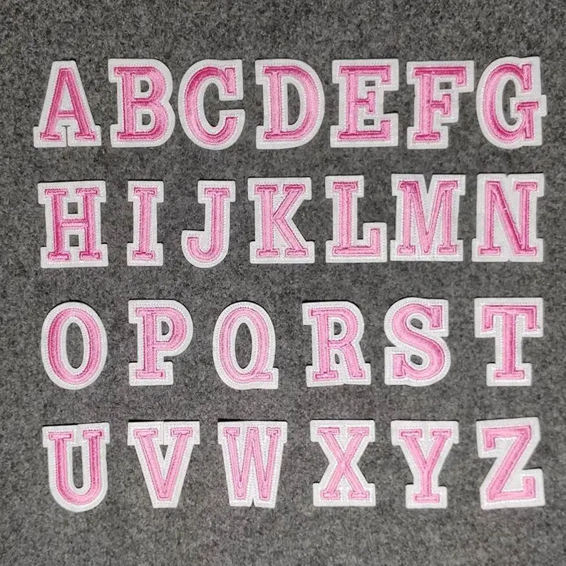 

Pink Letters Patch Alphabet Embroidered Applique Letters iron on Patches