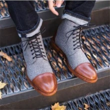 Новые модные роскошные дизайнерские мужские ботильоны из натуральной кожи высококачественные Мужские модельные туфли на шнуровке классические ботинки черного и коричневого цвета Мужская обувь 48