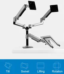 Настольный полный движения 17-32 дюймов двойной кронштейн для монитора Arm + 10-15,6 дюймов ноутбук Поддержка механический пружинный рычаг Макс