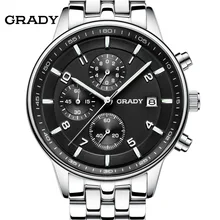 GRADY Nouvelle Mode noir grand cadran Hommes Designer Quartz Montre Homme montre-bracelet relogio masculino relojes