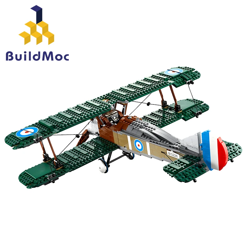 BuildMOC для 10226 эксклюзивная серия игрушек Sopwith Camel, наборы блоков, кирпичи, подарок на день рождения, S003