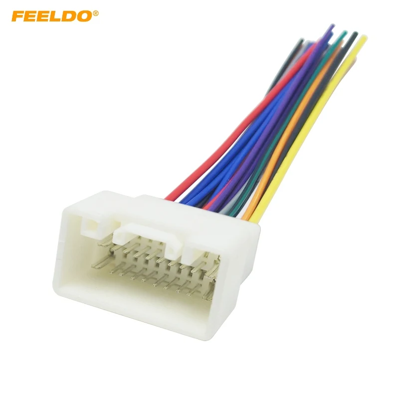 FEELDO 5Pcs Car Radio Stereo Wiring Harness Adapter For Mitsubishi 