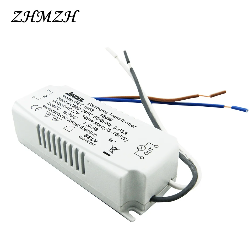 JINDELI AC220V к AC12V электронный трансформатор 60 Вт 105 Вт 120 Вт 160 Вт для G4 кристаллическая галогенная лампа шарик CE Трансформаторы освещения