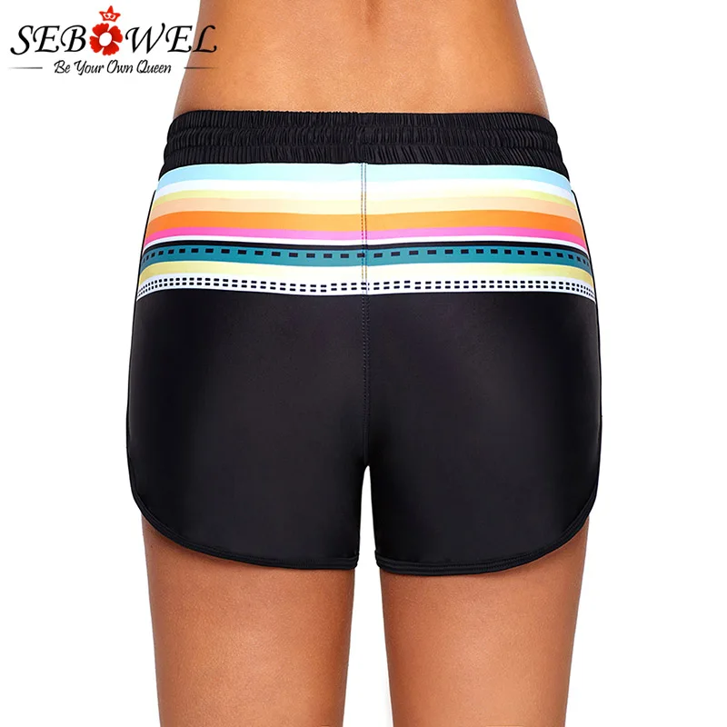 Striped-Print-Accent-Black-Drawstring-Board-Shorts-LC410571-2-5 