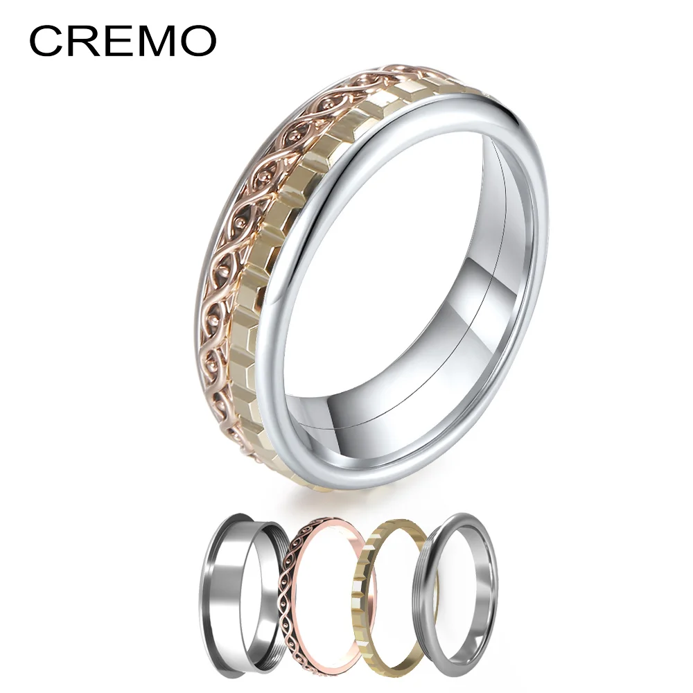

Cremo Spinner Rings Women Fidget Meditation Anxiety Relief Filled Ring Multilayer Stainless Steel Rings Personalized Bague Mujer